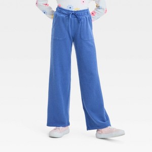 Girls' Pull-On Wide Leg Terry Pants - Cat & Jack™ - 1 of 3