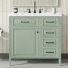 Gulches 36 in 18 in Undermount Rectangular Bathroom Sink in Green Solid Rubberwood MDF Ceramic with 4 Drawers Adjustable Shelf Metal Handles - 2 of 4