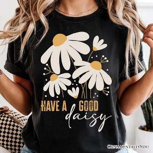 Have a Good Daisy T-Shirt, Black Floral Tee with Positive Retro Vibes| OrnamentallyYou - 1 of 4