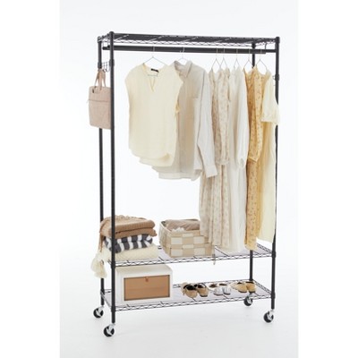 DOMETOUR Adjustable Mobile Hanger Iron Storage Hanger Rack Hanging Multi-functional Bedroom Clothes Rack