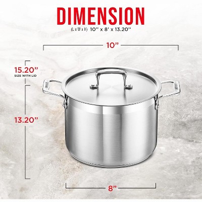 8 Quart Brushed Stainless Steel Induction Stockpot with Lid
