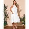 INSPIRE CHIC Women's Linen Sleeveless Crew Neck Shift with Pockets Casual Midi Dress - 2 of 4