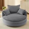 Corduroy Swivel Barrel Chair with Deep Dual-Layer Cushion,Swivel Round Chair with 3 Pillows,Swivel Accent Chair for Living Room or Office-Koiai - 2 of 4