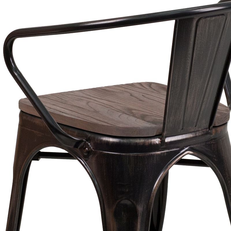 Flash Furniture Metal Chair with Wood Seat and Arms, 5 of 11