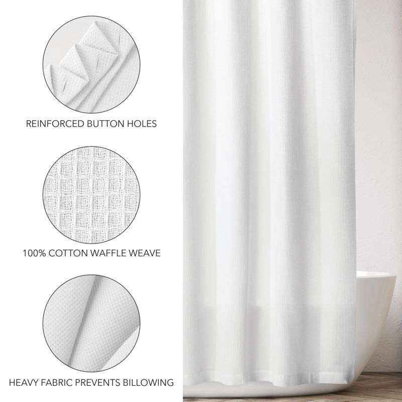 mDesign Cotton Waffle Knit Shower Curtain, Spa Quality, 5 of 7