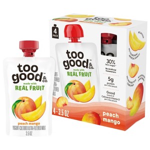 Too Good & Co. Kids' Peach & Mango Traditional Yogurt Pouches - 14oz/4ct - 1 of 4