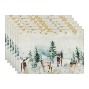 REGALWOVEN Placemats Set of 6 Linen Placemats, Washable Kitchen Table Mat, Seasonal Holiday Christmas Place Mats - 1 of 4