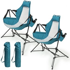 Osparple Portable Folding Chair Adjustable Back Swinging Chair Aluminum Alloy with Carry Bag for Camping, Beach, Party, Picnics, Lawn, Black (2pcs) - 1 of 4