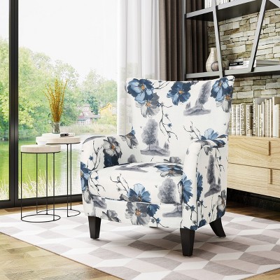 Modern Floral Pattern Stylish Armchair Elegant Vintage Fabric Club Chair for Classic Home Decor-Christopher Knight Home
