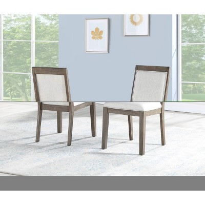 48" Gray Washed Oak Veneer Round Dining Set with Upholstered Chairs
