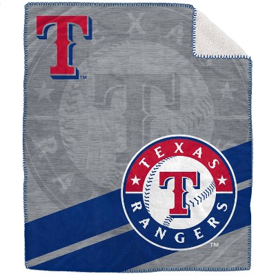 MLB Texas Rangers Corner Logo Faux Shearling Blanket