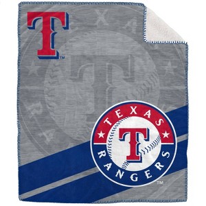 MLB Texas Rangers Corner Logo Faux Shearling Blanket: Plush Sports Throw - 1 of 3