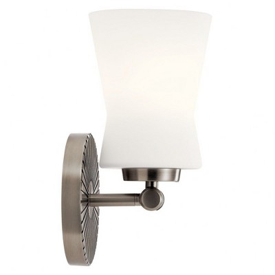 Brianne Classic Pewter 1-Light Wall Sconce with Seco Glass