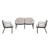 3-Piece Outdoor Patio Conversation Set, Club Chairs and Loveseat with Sleek Frame and Green Cushions, Modern Balcony Seating-The Pop Home - 3 of 4