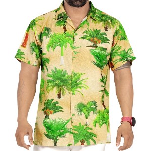 LA LEELA Men's Hawaiian Shirts Short Sleeve Button Down Shirt Mens Party Shirts Casual Holiday Tropical Shirts for Men Funny M Coconut, Autumn Green - 1 of 4