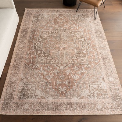 Mariposa Light Brown Synthetic Rectangular 4' x 6' Area Rug