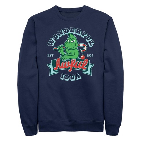 Men's Dr. Seuss The Grinch Wonderful Awful Idea Sweatshirt - Navy Blue - 2x  Large : Target