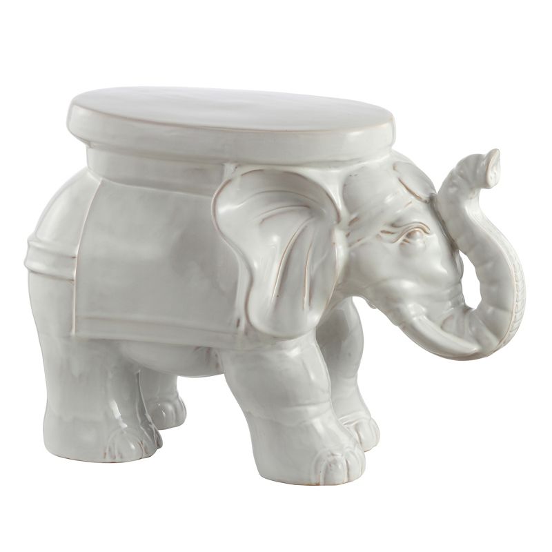White Elephant 14.25" Ceramic Garden Stool - JONATHAN Y, 1 of 7