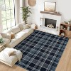 Washable Non-Slip Runner Rug - Plaid Hallway, Kitchen, Entryway Mat - Stain Resistant Farmhouse Carpet - 3 of 4