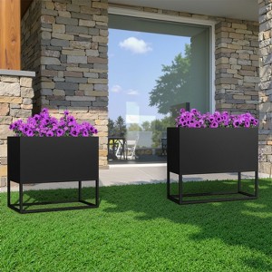 Wooakway Outdoor/Indoor/Decor Metal Elevated Raised Garden Bed Planter Box Planter Pots Cachepot Nursery Pot - 1 of 4