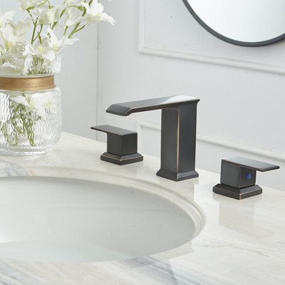 Oil Rubbed Bronze 8-Inch Widespread Waterfall Bathroom Faucet