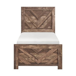 Twin Size Wooden Platform Bed with Headboard for Bedroom - 1 of 4