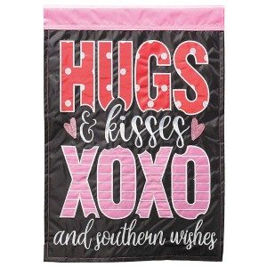 Magnolia Garden Hugs Kisses X O X O Southern Wishes 13 x 18 Inch Polyester Garden Flag - 1 of 2