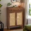 Hommoo Rattan Shoe Cabinet with Doors and Drawer - 2 of 4