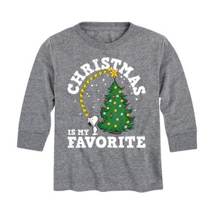 Boys' - Peanuts - Christmas Is My Favorite Long Sleeve Graphic T-Shirt - 1 of 4