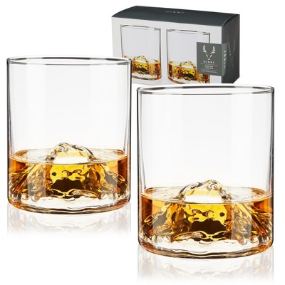 Viski Whiskey Glasses With Heavy Footed Base - Crystal Tumblers For Scotch,  Bourbon, Cocktails - 18.5 Oz, Set Of 2, Clear : Target