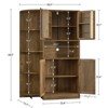 USIKEY 61" Farmhouse Kitchen Pantry Storage Cabinet, Freestanding Hutch with Shelves & Drawers, Large Kitchen Cupboard for Dining Room, Oak - 3 of 4