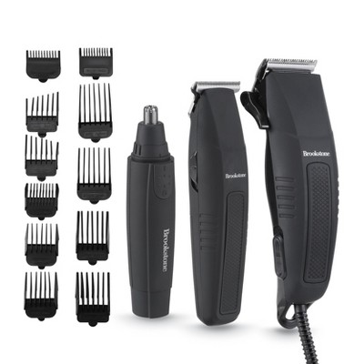 Brookstone 32-Piece Deluxe All-in-One Grooming Kit with Hair Clipper, T-Blade Cordless Trimmer & Accessories