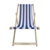 TIRAMISUBEST Dark Blue Striped Folding Chaise Lounge Chair with Poplar Wood Frame - Outdoor Sling Chair for Patio, Pool & Beach - 2 of 4