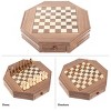 Toy Time Octagonal Chess and Checkers Set - Wooden Chessboard with 2 Storage Drawers and Carved Staunton Pieces - 4 of 4