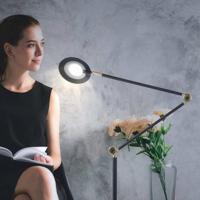 Sage 68" Matte Black Adjustable LED Arc Floor Lamp with 3-Way Touch