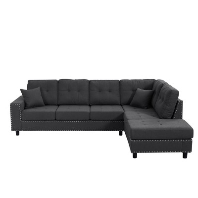 NicBex Modular 109.2" L Shape Sectional Sofa Linen Sleeper Couch Set with 2 Pillows for Living Room