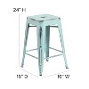 Emma and Oliver Commercial Grade 4 Pack 24" High Backless Distressed Metal Indoor-Outdoor Counter Height Stool - 4 of 4