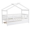 PAGED Twin Size House Shaped Bed Simple Modern Wooden Bed Frame with Headboard and Twin Size Trundle for Bedroom - 4 of 4