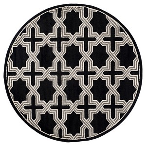 Anthracite/Gray Abstract Loomed Round Area Rug - (7