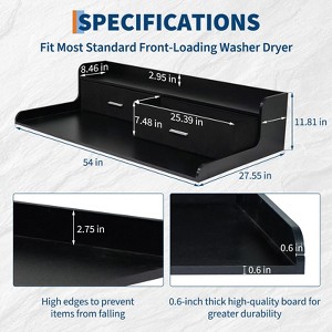 2-Tier Washer Dryer Countertop with 2 Drawers,Wood Laundry Countertop with 2.75" H Edge Rails,Waterproof Washer Dryer Cover with Anti-Slip Pads - 1 of 4