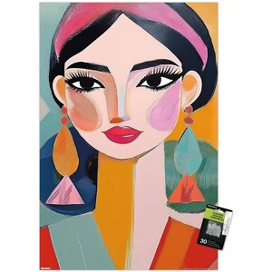 Trends International Reinders: Portraits - Vibrant Woman I Unframed Wall Poster Print Clear Push Pins Bundle 22.375" x 34" - 1 of 4