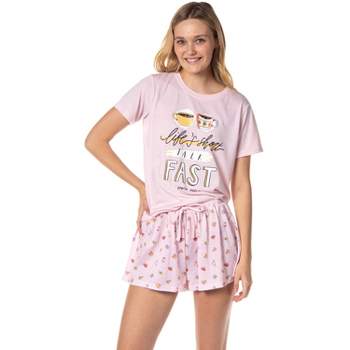 Gilmore Girls Womens' Coffee Life's Short Sleep Pajama Set Shorts Pink