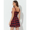 Allegra K Women's Plaid Zipper Front Strap Sleeveless Mini Party A-Line Dress - 3 of 4