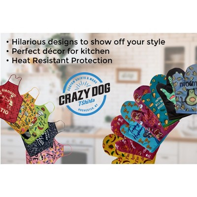 Navy Dog Lover Graphic Oven Mitt with Colorful Dogs