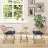 Tangkula 3PCS Patio Rattan Furniture Set with Round Tempered Glass Top Table & 2 Rattan Armchairs White/Turquoise/Red/Black/Gray/Navy - 3 of 4