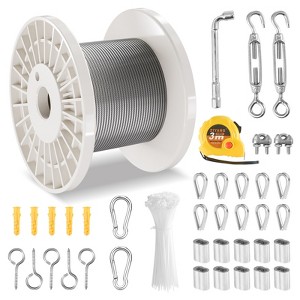 VEVOR Wire Rope Kit, 1/8" 100 ft 304 Stainless Steel Cable with 59 Accessories, 650 lbs Breaking Strength, 7x7 Strands Construction, Silver - 1 of 4