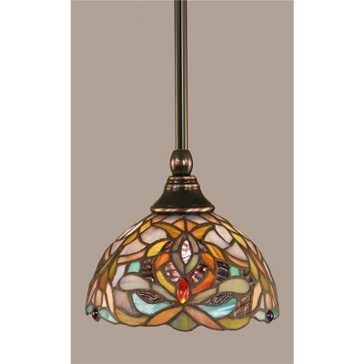 Toltec Lighting Any 1 - Light Pendant in  Black Copper with 7" Kaleidoscope Art Glass Shade