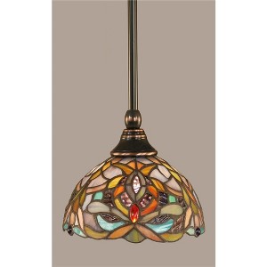 Toltec Lighting Any 1 - Light Pendant in  Black Copper with 7" Kaleidoscope Art Glass Shade - 1 of 1
