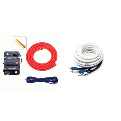 Metra MLAK4-10 100 Amp Breaker 4GA Tinned Pure Copper 10 foot Marine Wiring Kit with (1) 4 Meter Marine RCA Cable