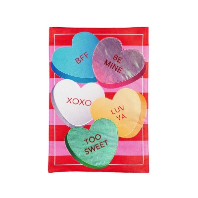 Candy Hearts and Striped Garden Linen Flag